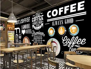 Custom retro tapetai,kava,3D trimatis freskomis už kavinė, restoranas, viešbutis fono sienos tapetai PVC