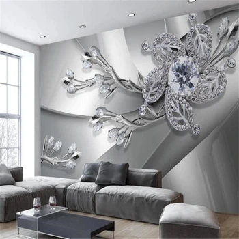 Custom Sienų Tapetai Šiuolaikinės Kūrybos 3D Diamond Gėlių Modelio Kambarį, TV Foną, Sienų Tapyba
