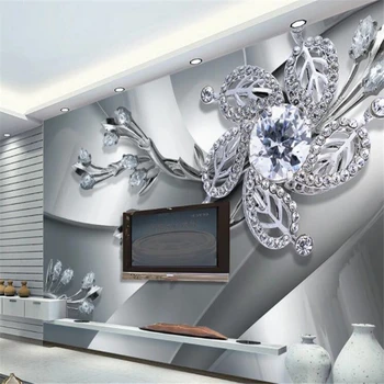 Custom Sienų Tapetai Šiuolaikinės Kūrybos 3D Diamond Gėlių Modelio Kambarį, TV Foną, Sienų Tapyba Nuotrauka 2
