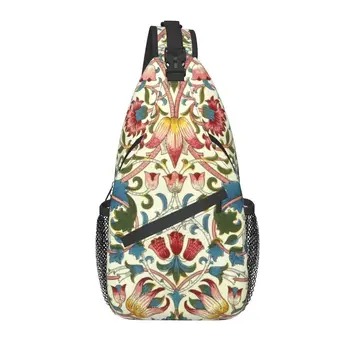Custom William Morris Sling Bag Vyrų Mados Gėlių Tekstilės Modelio Pečių, Krūtinės Crossbody Kuprinė Kelionės Daypack
