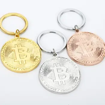 Dekoro Bitcoin Monetos Keychain Aukso Plokštelės BTC Simbolinis Raktas Grandinę Šalies Naudai Metalo paketų prižiūrėtojų raktinę Atminimo Suvenyras, Dovana, 50pcs/Daug
