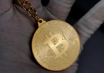 Dekoro Bitcoin Monetos Keychain Aukso Plokštelės BTC Simbolinis Raktas Grandinę Šalies Naudai Metalo paketų prižiūrėtojų raktinę Atminimo Suvenyras, Dovana, 50pcs/Daug Nuotrauka 2