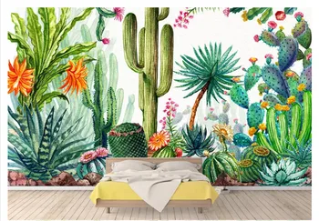 Derliaus asmenybės stereo tapetai Šiaurės stiliaus tropinių miškų augalų kaktusas fono sienos dokumentų namų dekoro Nuotrauka 2