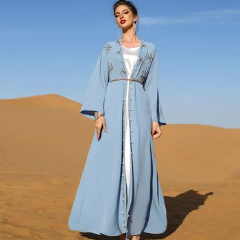 Diamond Ramadanas Atidaryti Abayas Moterų Maroko Islamo Musulmonų Arabų Kaftan Kimono Dubajus Eid Mubarakas Pakistano Suknelės Cardigan