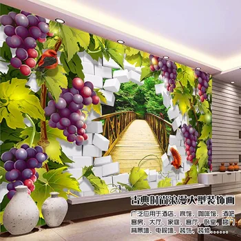 Didelis sieninis kambarį, TV foną asmenybės vandeniui vynuogių tiltas 3d stereo Pasirinktinis Dydis