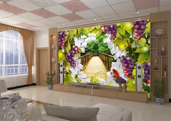 Didelis sieninis kambarį, TV foną asmenybės vandeniui vynuogių tiltas 3d stereo Pasirinktinis Dydis Nuotrauka 2