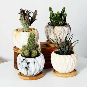 Didmeninė Rround Keramikos Vazonas Mini Bonsai Apdailos Sodinamoji Namų Biuro Dekoras Sultingi Vazonus, Su Skyle Rankdarbiai