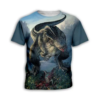 Dinozaurai 3D Atspausdintas Tshirts Vaikų Šortai Rankovės Boy Girl Vasaros Marškinėliai Juokinga Gyvūnų Vaikai tshirts 07