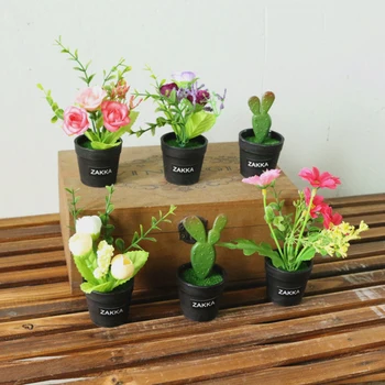 Dirbtinės Gėlės Plastiko Augalų Modeliavimo puodą Stalo Apdailos Mažas Mini Fotografavimo rekvizitai Kūrybos Gruodis Nuotrauka 2