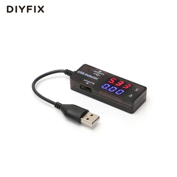 DIYFIX Naujas USB Detektoriaus Srovės ir Įtampos Testeris Dual Uostuose, mobiliojo Telefono, Tablet Galios Banko Įkroviklis, Testeris, Matuoklis