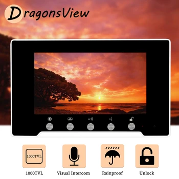 DragonsView Domofonas su Elektros Lock Unlock 1000TVL Lauko durų skambutį vaizdo Kameros, Namų Apsaugos Sistema, 7 Colių Vaizdo Duris Telefono Nuotrauka 2