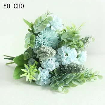 Dropship Naujausias Skirtos Kinijos Gėlių Krabų-apple Gėlių Puokštės Dirbtinės Gėlės Mėlynos Spalvos Vestuvių Nuotakos Puokštės