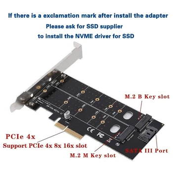 Dual M. 2 NVME Adapteris,NVME PCIE Adapteris Klavišą M arba M. 2 SATA SSD B Klavišą 22110 2280 2260 2242 2230 už PCIe 3.0 X4 Valdytojas Nuotrauka 2