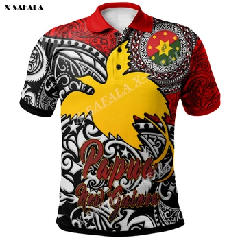 Emblema Papua Naujoji Gvinėja Polinezijos Vėliavos 3D Spausdinimo Polo Marškinėliai Vyrams Apykaklę, Trumpas Rankovės StreetWear Atsitiktinis Viršų Naujas Vasaros Mados Nuotrauka 2