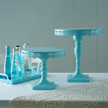 Europos mėlynos spalvos tortas stovi kojų stovėti tortas stovi vestuvinių cakecup tortas stovi metalo kosmetika stalčiuko namų puošybai DGJ045