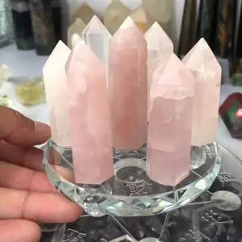 Feng shui septynių žvaigždučių masyvas, natūrali rožinė kristalų skaidrus akmuo kolonėlės + plokštė apačios apdaila