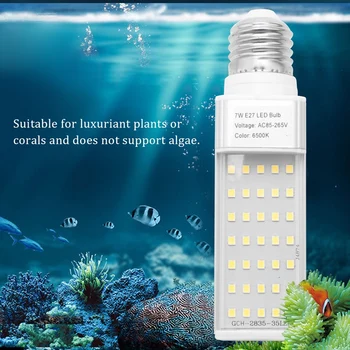 Fishpod Balta Augalų Akvariumo 7W Augti Šviesos diodų (LED Rezervuaro Žuvų, Koralų Lemputė E27 Lempa Nuotrauka 2
