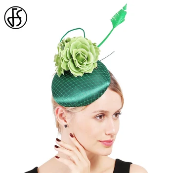 FS Green Elegantiškos Skrybėlės Moterims, Elegantiškas Bažnyčioje Vestuvių Ceremonijos Šalies Kentukio Bžūp Lady Europos ir Amerikos Fascinators galvos Apdangalai
