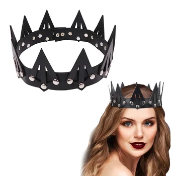 Gotikos Seksualus Odinis Karalienės Karūnos Šukuosena Vintage Black Crown Tiara Šalies Lankelis Helovino Maskaradas Cosplay Plaukų Aksesuarai