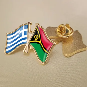 Graikija ir Vanuatu Kirto Dviguba Draugystė Šaligatvio Atvartas Smeigtukai Sagė Ženkliukai