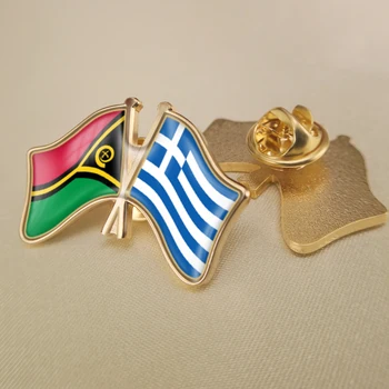 Graikija ir Vanuatu Kirto Dviguba Draugystė Šaligatvio Atvartas Smeigtukai Sagė Ženkliukai Nuotrauka 2