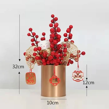 Gėlių vaza augalų puodą modeliavimas gėlių netikrą gėlių, augalų stalčiuko puodą red cherry kambarį apdaila dovana Nuotrauka 2