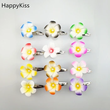 HappyKiss 12pcs mišrios spalvos Putų Havajų Plumeria gėlė, Frangipani Gėlė nuotakos plaukų įrašą mergaitės vaikų pearl