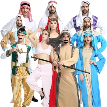 Helovinas Arabų Kostiumai Suaugusių Vyrų Ir Moterų Cos Maskuotis Šokių Dubajus Drabužius, Drabužius, Ganytojas Pr Princee Cosplay Kostiumas Nuotrauka 2