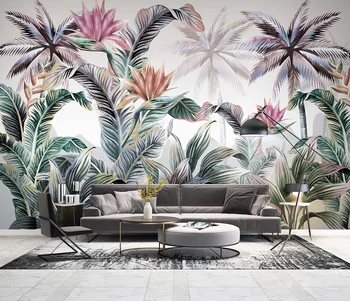 Individualizuotos fono sienos tropinių augalų American pastoral miegamojo kambarį fono sienos freskos tapetai, freskos 3d sienos