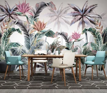 Individualizuotos fono sienos tropinių augalų American pastoral miegamojo kambarį fono sienos freskos tapetai, freskos 3d sienos Nuotrauka 2