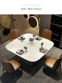 Italijos minimalistinis stalas ir kėdė derinys Šiaurės šalių šiuolaikinio minimalistinio Honkongas-stilius šviesos prabangių, didelių ir mažų apar Nuotrauka 2