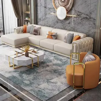 Italijos šviesos prabangos imperijos concubine patraukite sagtį sofa derinys l prabangos odos sofos dydžio šeimos high-end kambarį furn