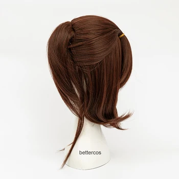 Išpuolis Titan Hange Zoe Perukas 40cm Ruda Karščiui Atsparių Sintetinių Plaukų Įrašą plaukai surišti į uodegą Cosplay Perukai + Perukas Bžūp + Akiniai Nuotrauka 2