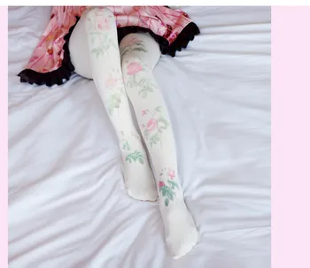 Japonijos Mori merginos mažų šviežių lolita kojinės literatūros gerbėjas rose spausdinti pėdkelnės studentų saldus kojinės saldus lolita kojinės mielas Nuotrauka 2