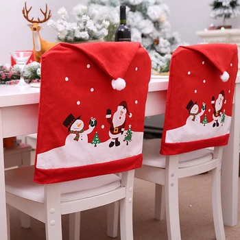 Kalėdinė dekoracija kėdės apima valgomasis sėdynės santa claus namų šaliai dekoro medžiaga Nuotrauka 2