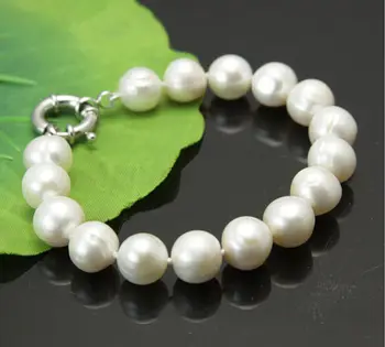 Karšto Naujas 10-11mm baltos spalvos gėlavandenių akoya perlų apyrankė 7.5