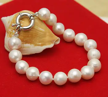 Karšto Naujas 10-11mm baltos spalvos gėlavandenių akoya perlų apyrankė 7.5