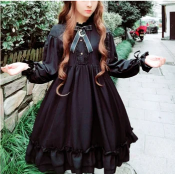 kawaii girl gotikos rūmuose, saldus lolita suknelė vintage falbala bowknot aukšto juosmens viktorijos suknelė lolita op loli cosplay