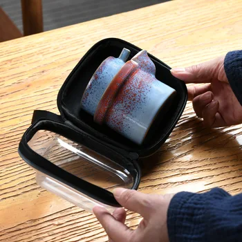 Kūrybos nešiojamas krepšys kelionės arbatos rinkinys keramikos Greitai taurė Nuotrauka 2