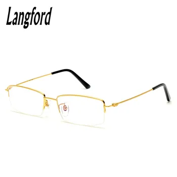Langford optinių rėmelių vyrų titano, aukso, pravarde plonas pusė-rėmeliai akinių paprastos konstrukcijos ir paprasto verslo recepto 8328