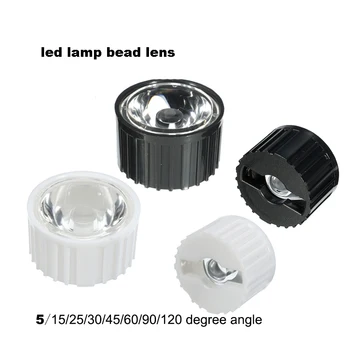 LED 1W 3W 5W lempa granulių objektyvas 20mm kondensatoriaus taurės 15/25/30/45/60/90 laipsnį 120° plokščias nagų umbra