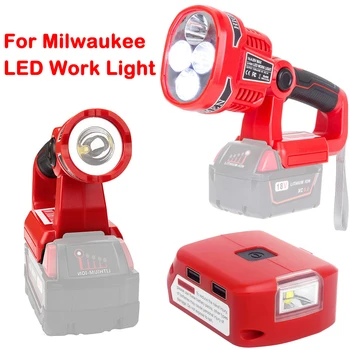 LED Darbo Šviesos Nešiojamų 12W Žibintuvėlis Milwaukee 18V M&18 Li-Ion Baterija Dėmesio Avarinės Šviesos Su USB Lauko Apšvietimas