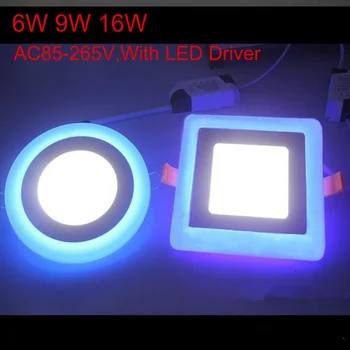 LED Panel Downlight 6W 9W 16W 3 Modelio LED Lempos Skydelis, Šviesos, dviejų Spalvų LED Lubų Nišoje Apšvietimas Patalpų Apšvietimo Lemputė