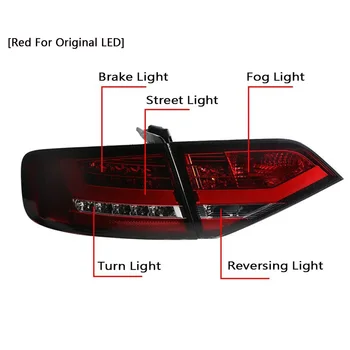 LED užpakalinis žibintas, Skirtas Audi A4, A4L, B8 2009-2012 Galiniai Šviesos Dinamiškas Posūkio Signalas Veikia Stabdžių Lemputė, Atbulinės Taillamp Asamblėja Nuotrauka 2
