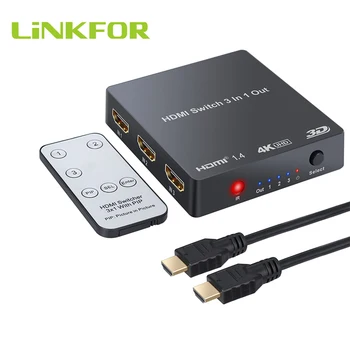 LiNKFOR 3 jungtys HDMI suderinamus Switcher 4K 2160P Perjungiklis su PIP IR Nuotolinio Valdymo (4K HDTV Monitorius, DVD grotuvus, PC DANGAUS Langelį