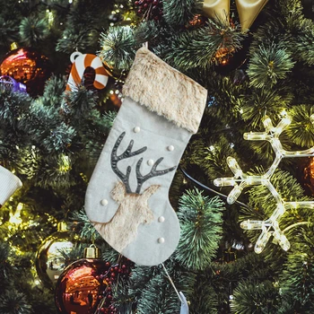 Linksmų Kalėdų Kojinių Elnių Galvos Medžio Kabo Pliušinis Mielas Kalėdų Kojinės Kūrybos Elegantiškos Reikmenys Švenčių Rekvizitai dėl Kimštiniai Žaislai, Lipdukai Nuotrauka 2