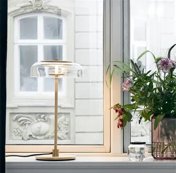 Mados Dizaino Kūrybos Stalo Lempa, Padengtą Aukso skaidrus Stiklas LED Dekoracija stalo Lempa, Miegamojo Kambarį ES plug Nuotrauka 2