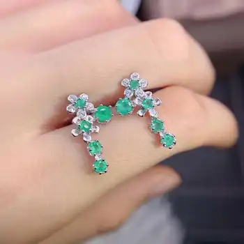 mados mielas Slyvų žiedų natūralus žaliasis Smaragdas lašas auskarai Natūralus akmuo auskarai 925 sidabro moterys šalis dovana, papuošalai
