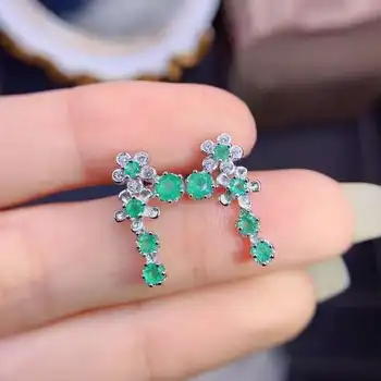 mados mielas Slyvų žiedų natūralus žaliasis Smaragdas lašas auskarai Natūralus akmuo auskarai 925 sidabro moterys šalis dovana, papuošalai Nuotrauka 2