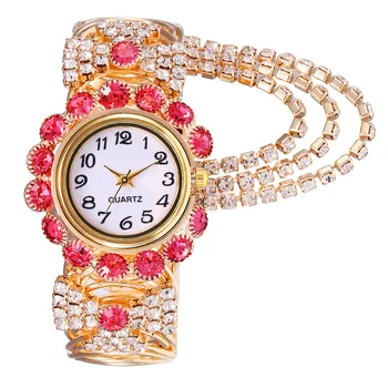 Mados Moterų Deimantų Apyrankės, Laikrodžiai Prabangių Gėlių Kalnų Krištolas Nerūdijančio Plieno Diržo Žiūrėti Ponios Kvarcinis Laikrodis Reloj Mujer